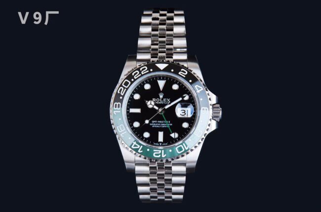 V9 Factory Rolex Men's GMT-Master II 1:1 Top Replica Watch 3285 All-in-One Blue Hairspring Black Dial Left-Handed Black and Green Ceramic Ring m126720vtnr-0002