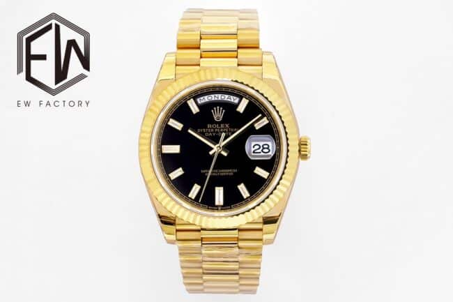 Rolex EW Factory Day-Date 18K Gold Black Dial Luminous Mechanical 1:1 Super Clone m228238-0067