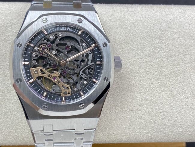 Audemars Piguet Royal Oak Offshore 15407ST.OO.1220ST.01 mechanical watch dark gray skeleton top 1:1 replica steel case