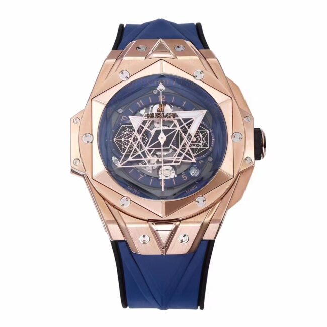 BBF Factory MXM20 Hublot BIG BANG Chronographe de haute qualité Cadran bleu mat Or 18 carats Bracelet en caoutchouc bleu 418.OX.5108.RX