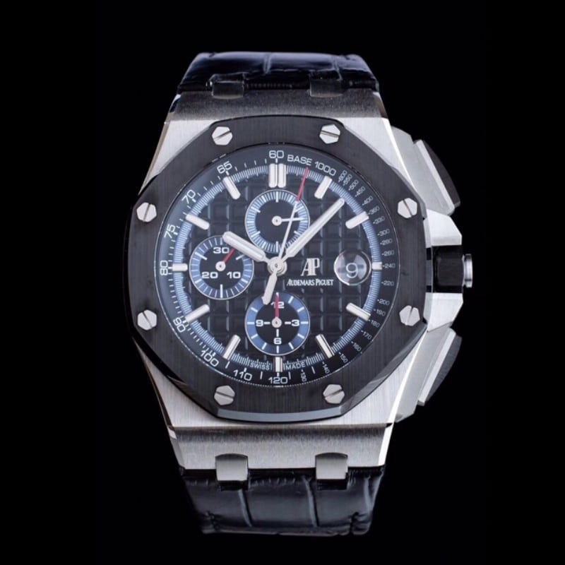 APF Audemars Piguet APF Audemars Piguet Men's Royal Oak Offshore Chronograph 1:1 Super A Fine Imitation Watches Black-Blue Two-Tone Sub-Dial Rubber Strap Ref. 26411PO.OO.A002CR.01 A002CR