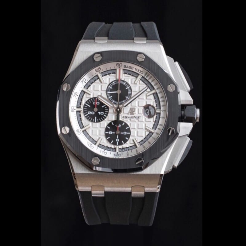 APF Audemars Piguet Royal Oak Offshore Men's 44 mm Silver Panda Plate Rubber Strap Top Replica Watch Model 26400SO.OO.A002CA.01