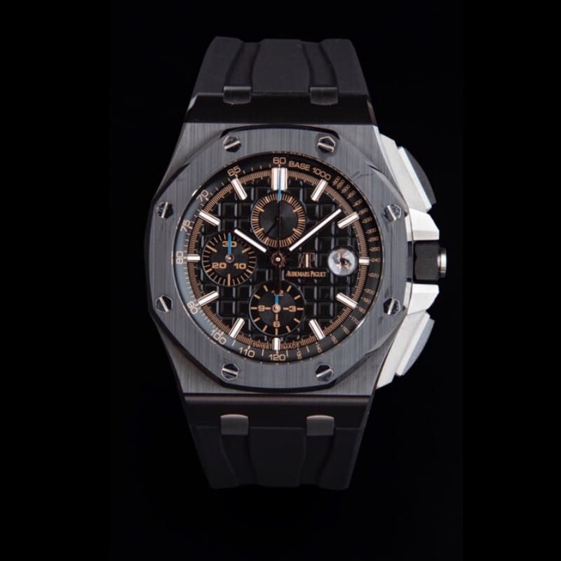 Audemars Piguet Royal Oak Offshore APF Factory Men's Black Panda Dial Blue Hand Rubber Strap Replica A002CA