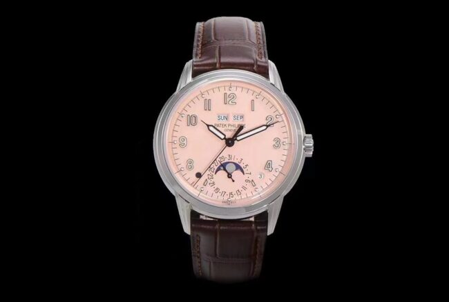 High-quality replicaGR, a major manufacturer, spends a lot of money to create a classic timepiece—Patek Philippe pink 5320G-001 super complex timepiece with a diameter of 40 mm, front view