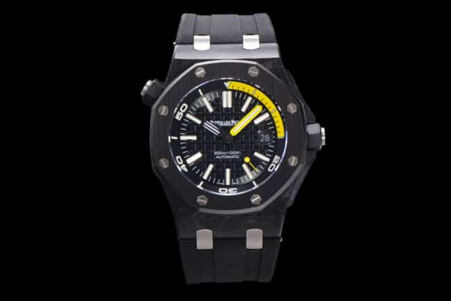 IP Factory Audemars Piguet Audemars Piguet Men's Royal Oak Offshore Original Factory Top CollectWatch with Black Ceramic Case and Yellow Rubber Strap, Model 15706AU.OO.A002CA.01