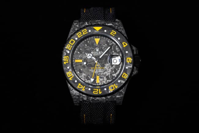 VS Rolex Greenwich 1:1 Carbon Fiber Case Men's Super Clone Watch Yellow Bezel Top Quality Replica