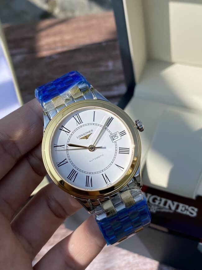 Longines Military Flag elegant 1:1 super A super clone white steel Swiss carved movement men's watch L4.874.3.21.7
