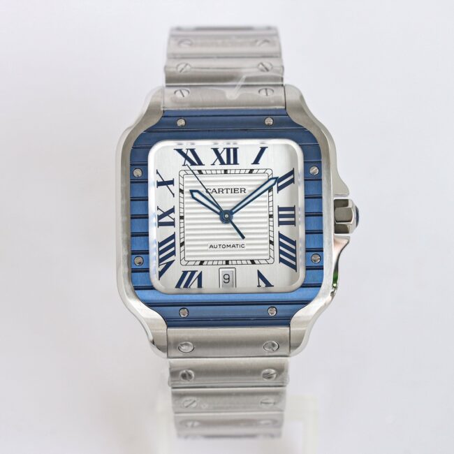 WSSA0047 GF Factory Cartier Santos Men's Top Replica Watch with Silver Gray Dial, Steel Strap and Sapphire Crystal