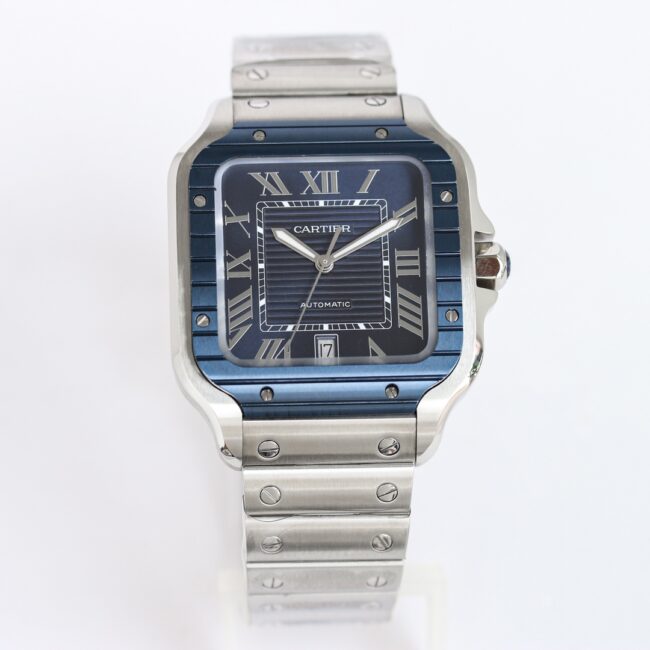 GF Cartier WSSA0048 Santos Men's High-Quality 1:1 Super Clone with Blue PVD Steel Strap