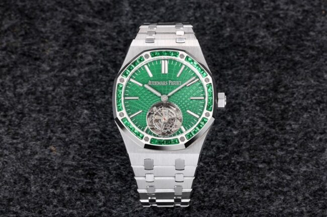 Audemars Piguet Royal Oak R8 factory green dial self-winding tourbillon titanium super clone 26532IC.EE.1220TI.01