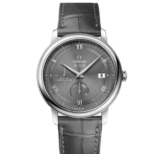 Omega De Ville 434.13.41.21.06.001 Round Gray Dashboard Steel Case with Roman Numerals