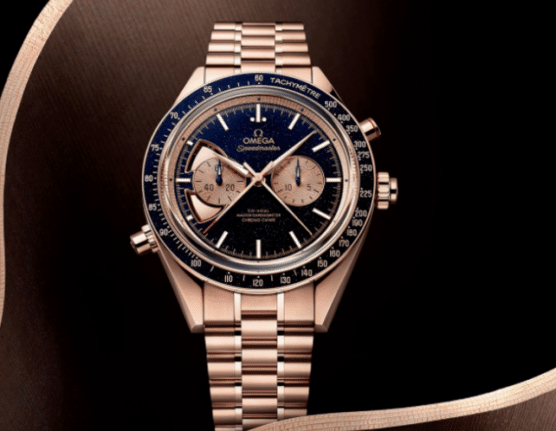 Omega Speedmaster 522.50.45.52.03.001 Sedna Gold with Starry Blue Dial and Transparent Bezel