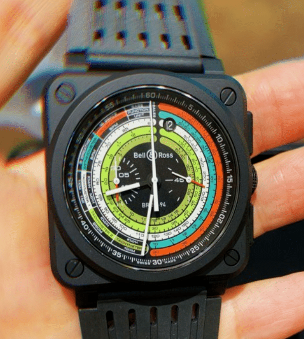Bratislava INSTRUMENTE BR0394-SW-CE/SRB: Mattschwarze Keramik 42 mm mit Tachymeter- und Pulsometerzonen