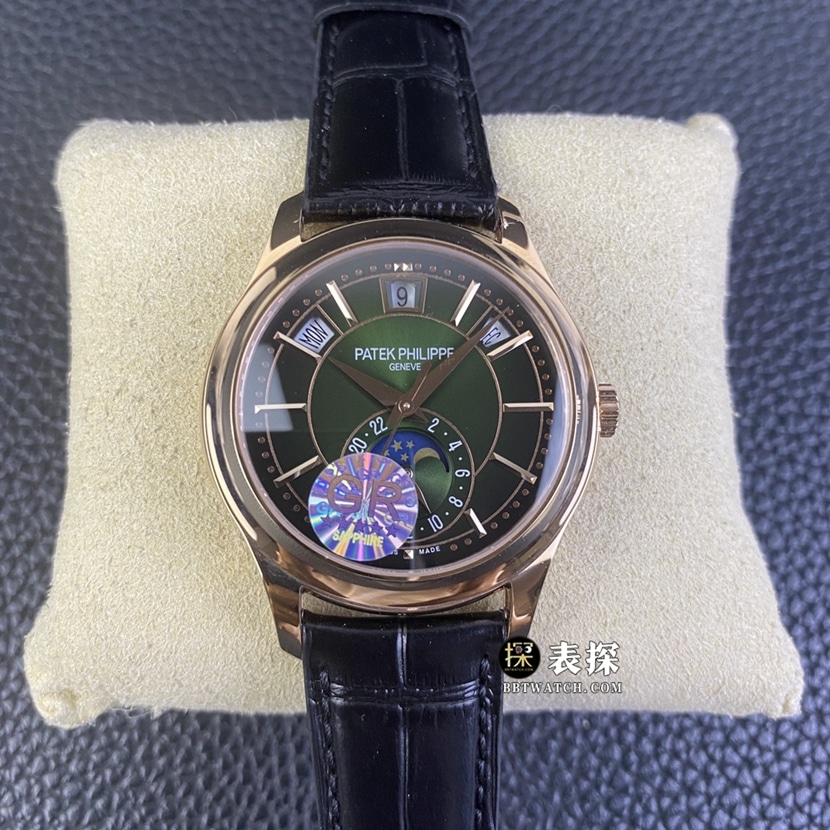 GR Factory Patek Philippe Patek Philippe Montre à remontage automatique à grandes complications pour homme, montre d'imitation Super A 1:1 avec cadran et bracelet vert olive, modèle 5205R-011
