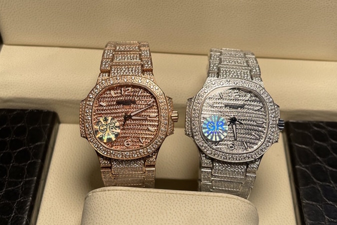 GR Factory Patek Philippe Patek Philippe Nautilus para mujer, réplica de relojes de edición limitada 1:1 con correa de acero con pavé de diamantes, modelos 7118/1450G-001 y 7118/1450R-001