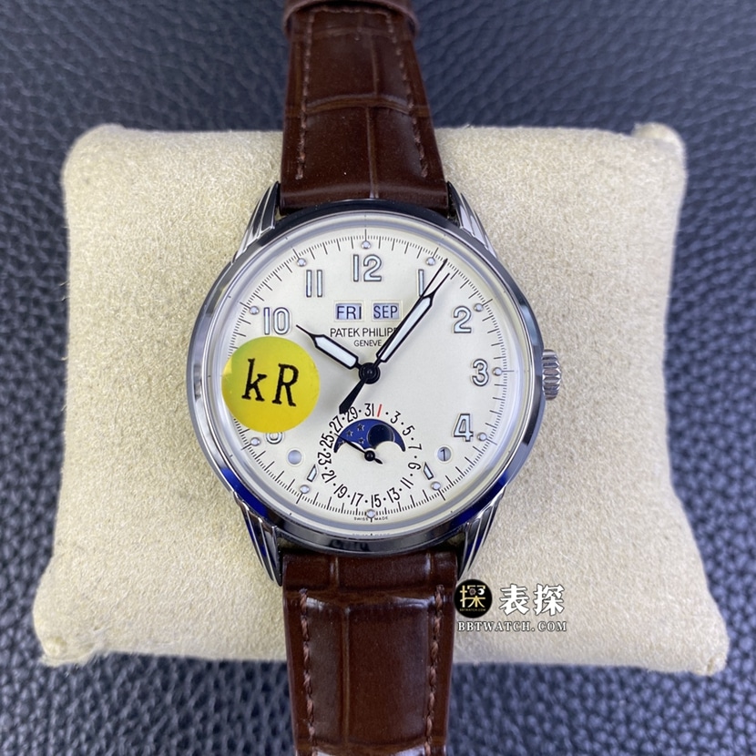 KR Factory Patek Philippe 5320G-001 Grande Complication 40mm Milky White Dial Men's Top 1:1 Replica Watch with Steel Case Belt