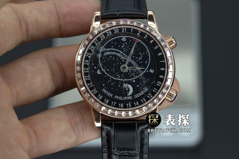 YL Patek Philippe 6104R-001 Men's Super Complications Star Upgrade Ultimate V2 Original Factory Super Clone Watch, Starry Sky Black Dial Belt Model
