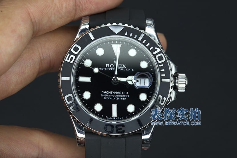 VS VS Factory Rolex Men's Yacht Masterpiece 1:1 Top Replica Watch, Rolex White Gold 42mm Black Dial Rubber Model m226659-0002, Dandong 3235 Movement, 70 Hours Power