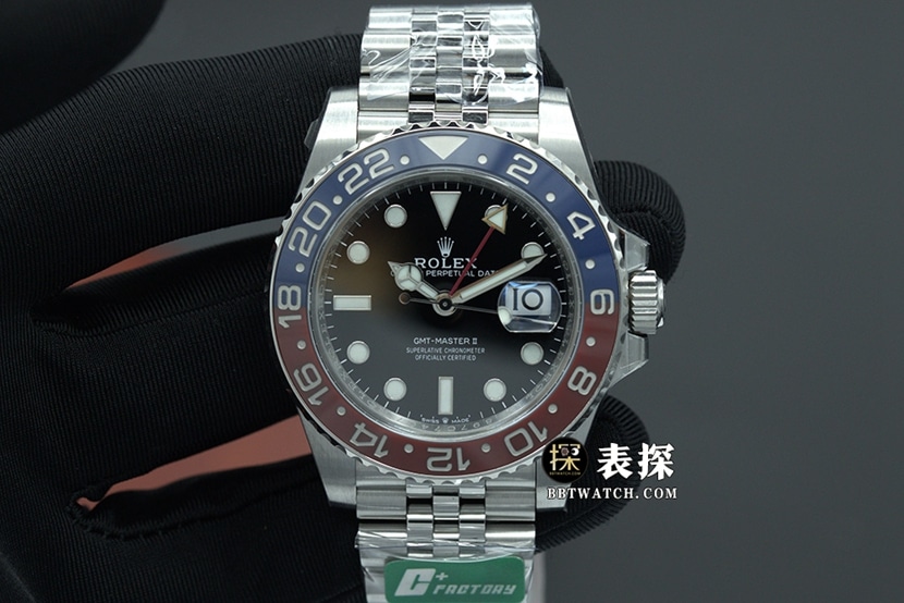Rolex GMT-Master II 126710BLRO C+ Factory Ceramic Cola Ring 1:1 Replica with Luminous Black Dial and Steel Oyster Strap