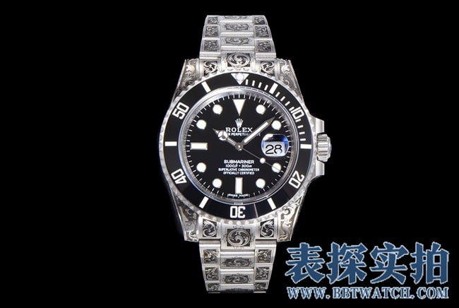 Rolex Montre pour homme Top 1:1 Black Water Ghost avec or gravé à la main, acier inoxydable 904L et mouvement V13 3135
