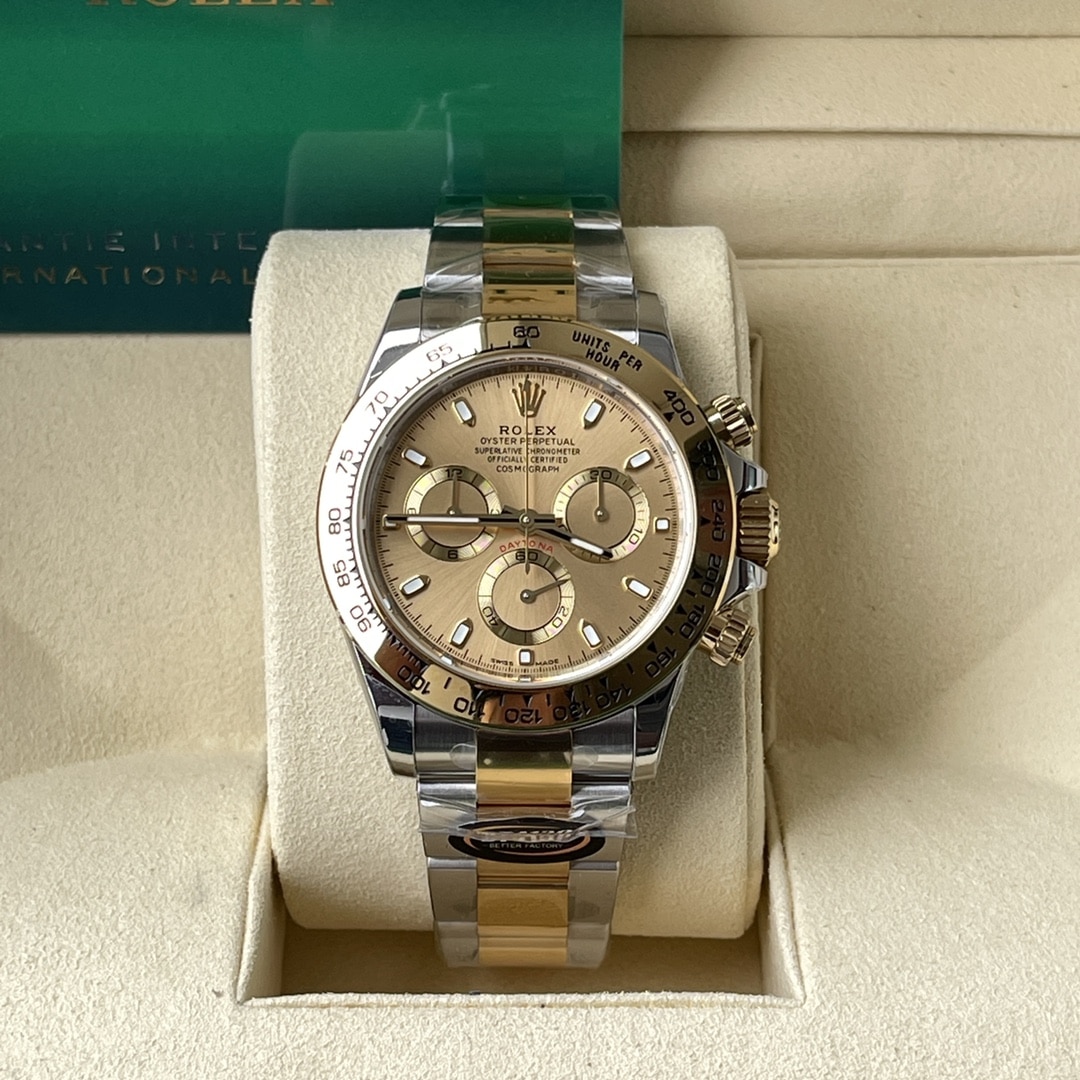 Rolex BT Factory Daytona 116503 Gold Panda Dial 1:1 Super Clone Watch with 4130 Movement Steel Strap