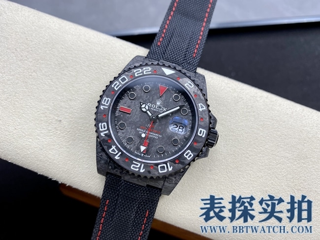 VS Rolex VS Factory Rolex Men's Greenwich Top Replica Watch with Red Bezel, 3186 Movement and Carbon Fiber Case