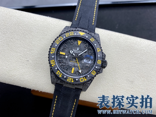 VS factory Rolex men's Greenwich 1:1 super A imitation watches with 3186 movement, 40mm carbon fiber case yellow strap models