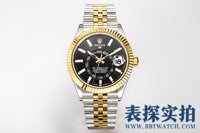 Rolex Voyager 1:1 Super A Super Clone Reloj para hombre Esfera negra Correa de acero dorada Oyster 42 mm Anillo Command m326933-0005