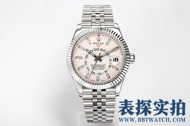 Rolex Sky-Dweller 42mm Graceful Stable Replica Watch Pink Steel Strap 1:1 Top Quality
