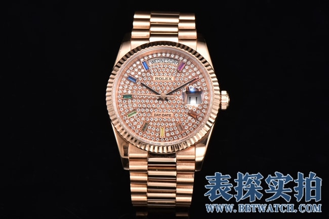 Rolex CS Factory Day-Date 36 m128235-0039 Top 1:1 Everose Gold Diamond Dial Relógio de imitação de calendário semanal