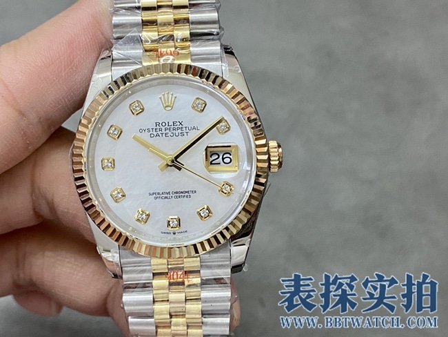 GM Rolex Datejust Men's Top 1:1 Super Clone, White Mother-of-Pearl Dial, Two-Tone Gold Steel Strap, 116233-G-63203