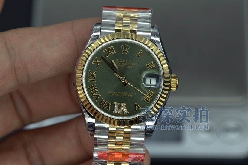 TW Factory Rolex Women's Log Top Replica Watch 31mm Mechanical Green Face m278273-0016