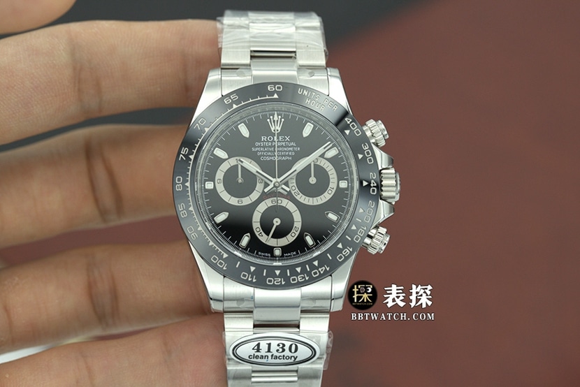 Clean Factory Rolex Daytona m126500ln-0002 Super Clone: Black Dial, Steel Band, Dandong 4130 Movement