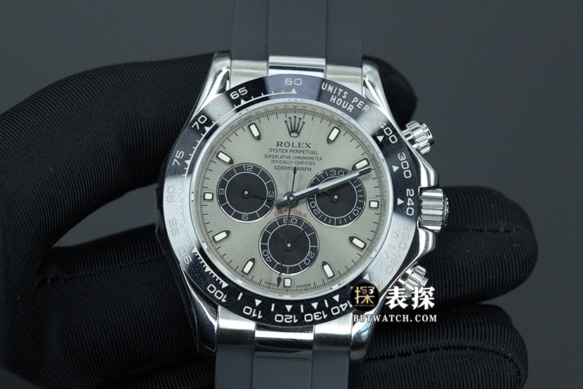 Rolex Daytona M116519ln-0027 N Factory Rolex Men's Gray-Dial Rubber 1:1 Super Clone with Cal.4130 Self-Winding Movement