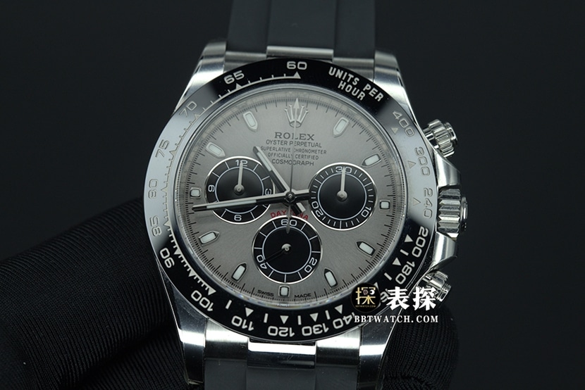 Clean Factory Rolex Daytona Men's Watch Gray Rubber Strap Cerachrom Bezel M116519ln-0027