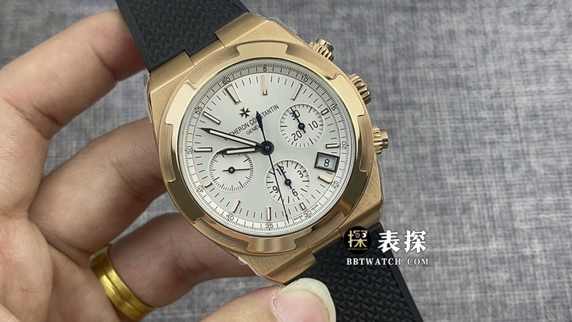 8F Factory Vacheron Constantin Overseas Vertical Chronograph 1:1 Fine Imitation B074 5500V/000R Silver White Dial Strap