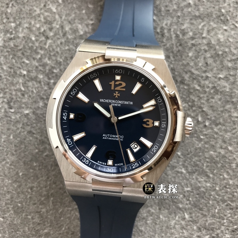 MKS Vacheron Constantin Men's Longitudinal Timepiece with Diamond-Cut Logo and Luminescent Swiss Rubber Model