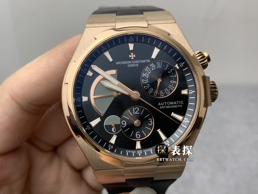 TWA Factory Vacheron Constantin Men's Overseas Vertical Four Seas 1:1 Super A Super Clone Watch Black Disk Dual Time Zone Belt Model