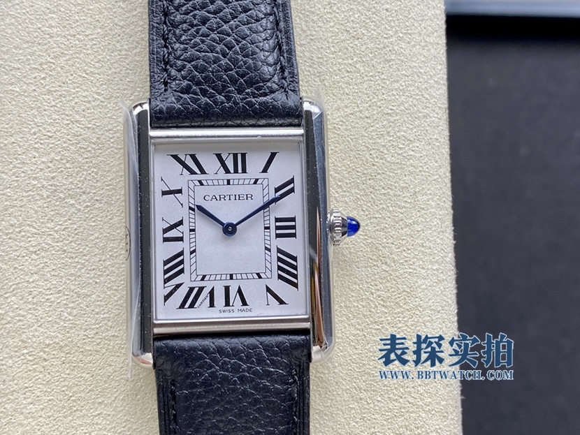 Cartier WSTA0041 Tank Women's Square Watch, Refined Top One-to-One Imitation with Black Leather Strap