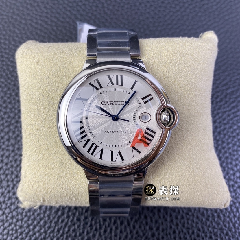 V6 factory Cartier Reloj globo azul Cartier W69012Z4 para hombre de 42 mm con caja mejorada, detalles pulidos, esfera blanca plateada y brazalete de acero modelo W69012Z4