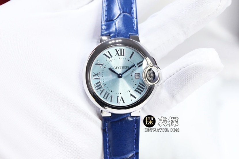 GTG Cartier Globo Azul 33 mm Señoras 1:1 Super A Imitación fina, esfera azul hielo Correa de acero