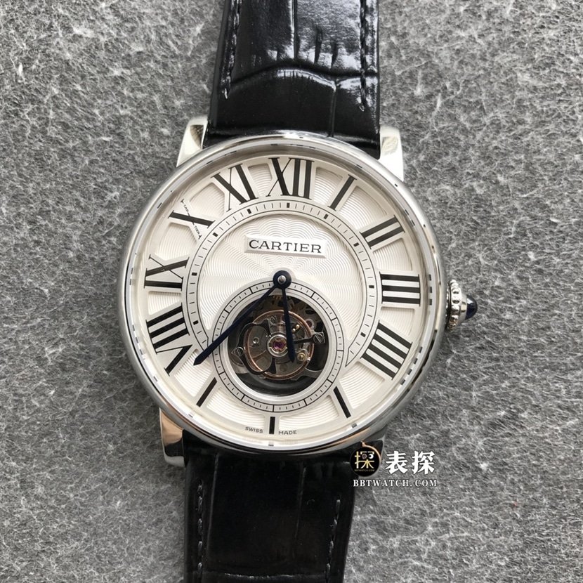 BBR factory Cartier W1556216 men's premium super clone watches silver gray dial floating tourbillon sapphire crystal strap models