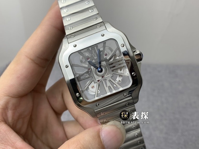 Cartier Santos WHSA0015 Cadran squelette Bracelet en acier Super Clone par TW Factory