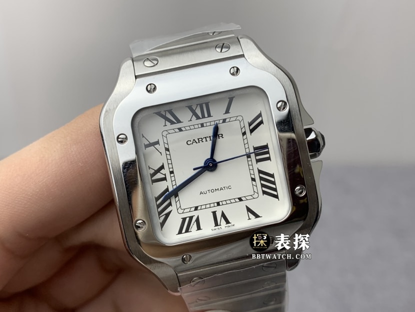 GF Cartier Santos Women's 1:1 Top Quality Replica, Silver-White Pearlescent Dial, Steel Strap WSSA0029