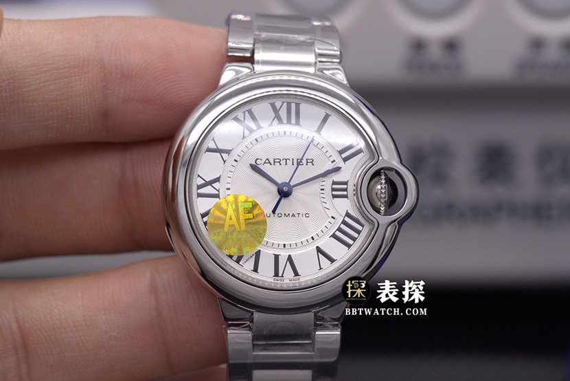Cartier Blue Balloon W6920071 AF Factory 33 mm Réplica 1:1 Reloj mecánico para mujer con correa de acero y esfera plateada y blanca