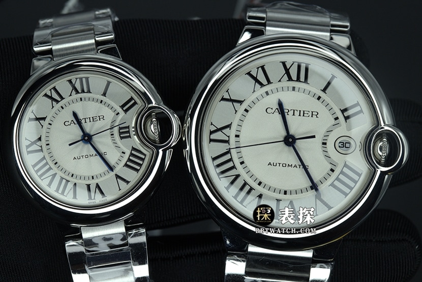K3 Factory Cartier Blue Balloon W69012Z4 W6920071 Par de relojes réplica superior 1:1, esfera plateada blanca, correa de acero, movimiento suizo 2671