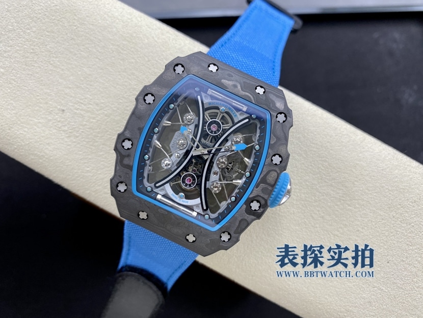 YS factory Richard Mille RM53-01 men's Original Factory super A imitation tourbillon watch in blue TPT carbon