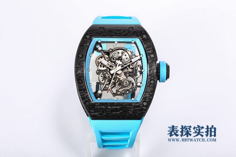 BBR fábrica Richard Mille RM055 masculino 1: 1 super Uma réplica de relógio automático ultraleve com esqueleto de fibra de carbono completo com marcadores de horas luminescentes