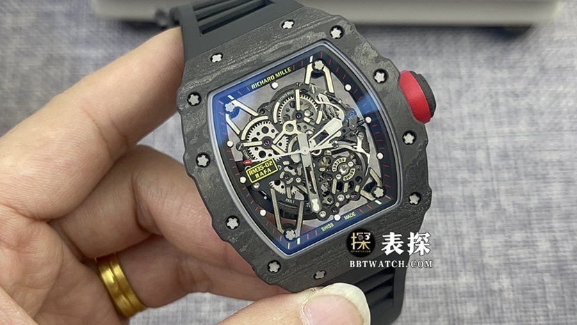 Richard Mille RM 35-02 Skeleton Men's Watch by T+ Factory: Super A Rubber Strap with Faux Diamond Plate