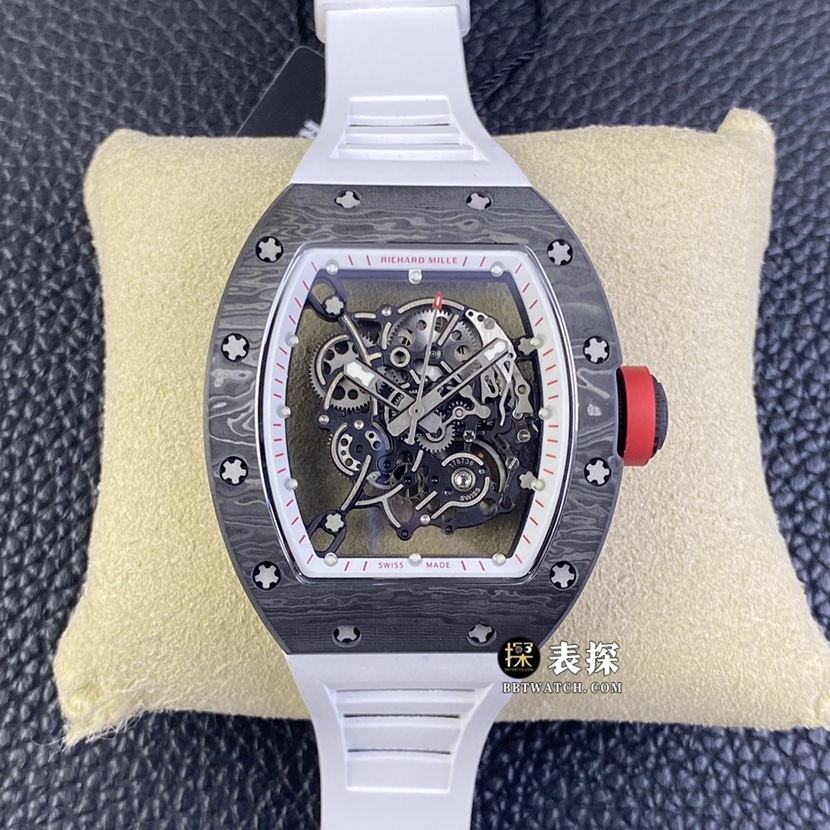 Premium Richard Mille RM 055 NTPT Carbon Fiber Ultra-Thin 1:1 Replica with White Diamond Shock Absorber
